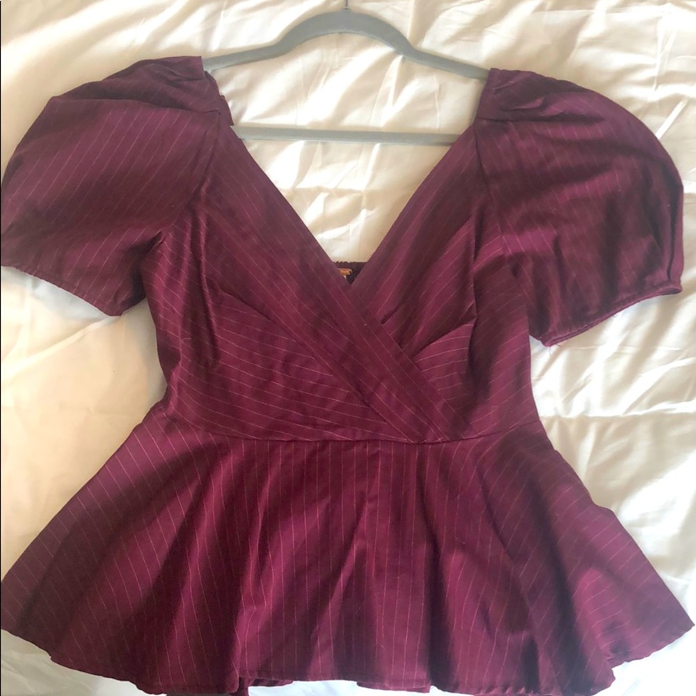 Free People Maroon Peplum Blouse